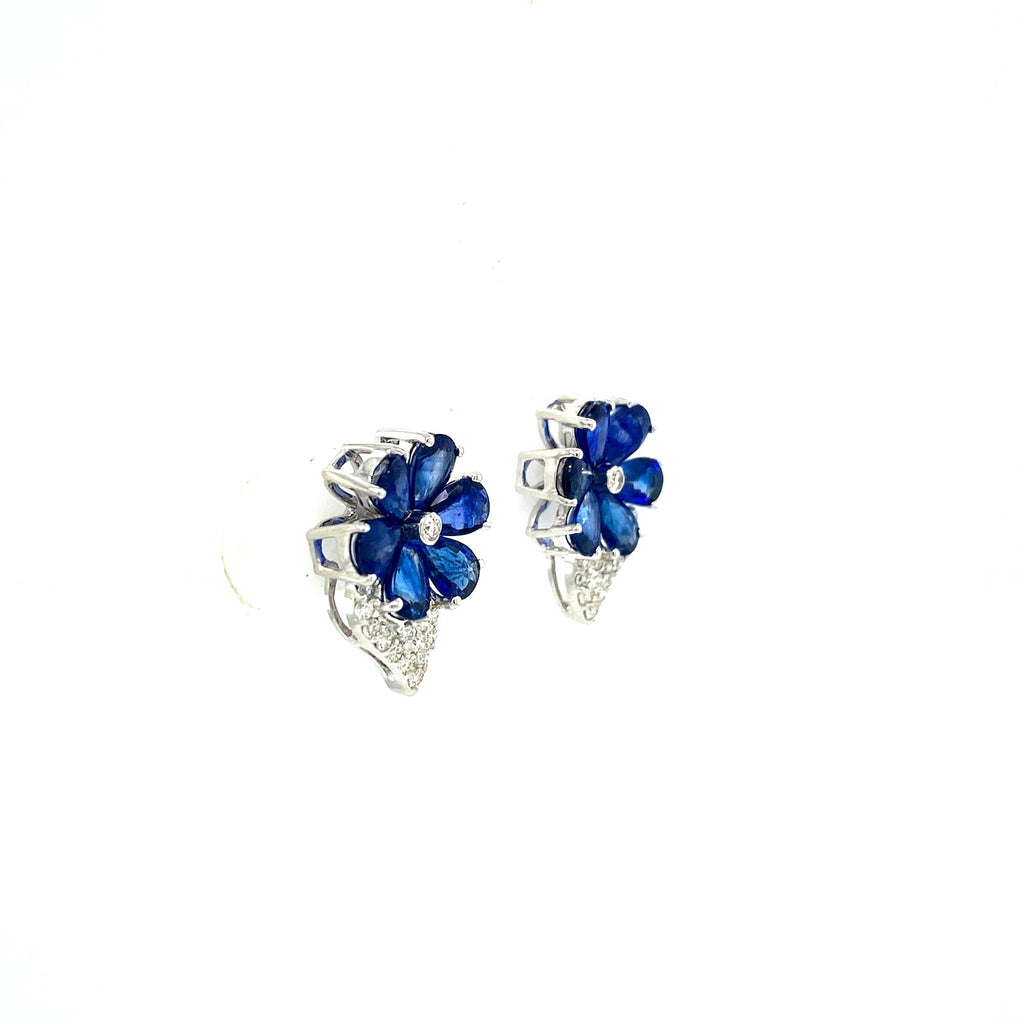 Sapphire and Diamond Earrings in 14K White Gold - KGT 33249